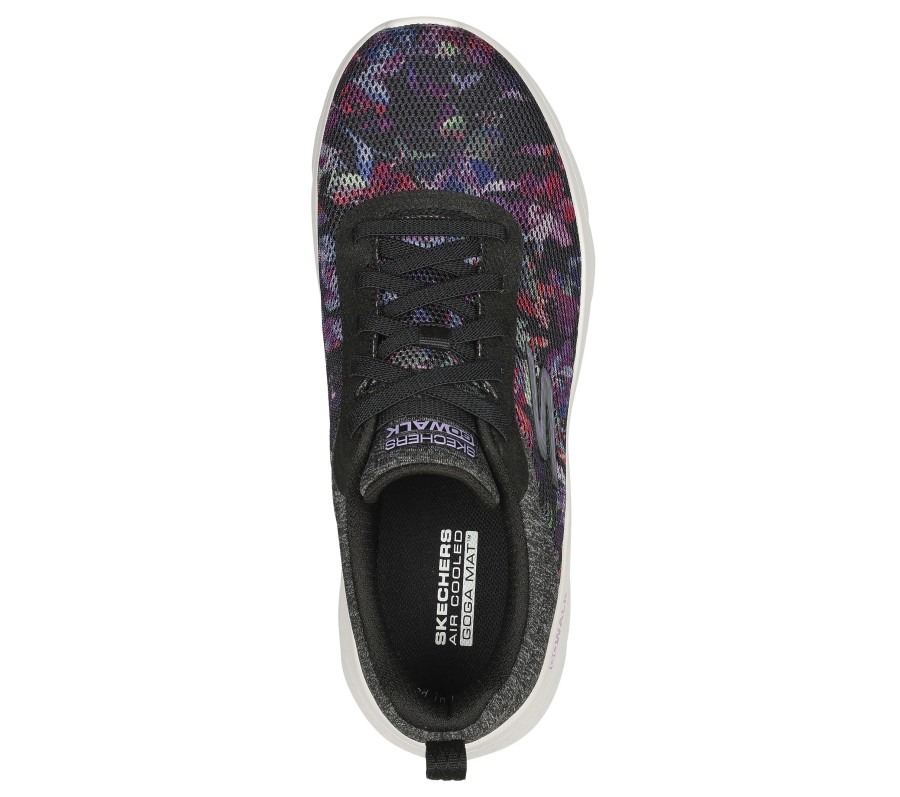 SKECHERS Go Walk Flex - Flower Zone Black / Lavender Slip-Ons