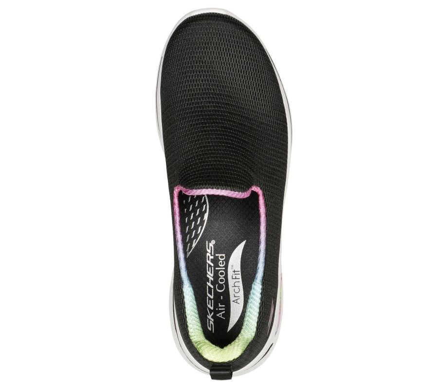 SKECHERS Go Walk Arch Fit - Wild Energy Black / Hot Pink Slip-Ons