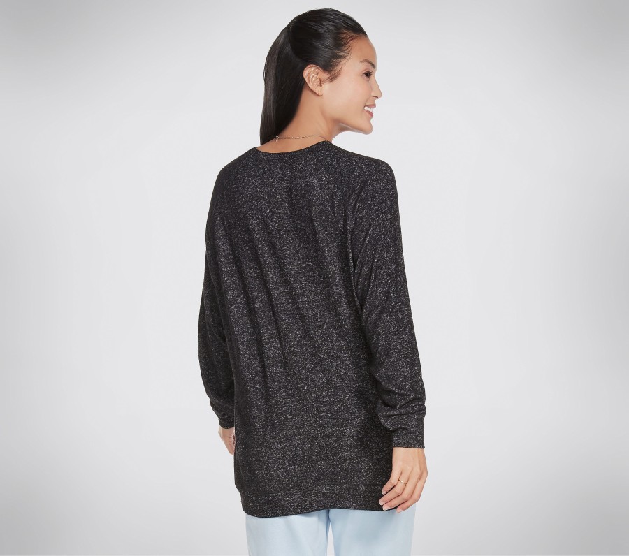 SKECHERS Love Is Oversized Cozy Pullover Shirt Black / Charcoal Tops