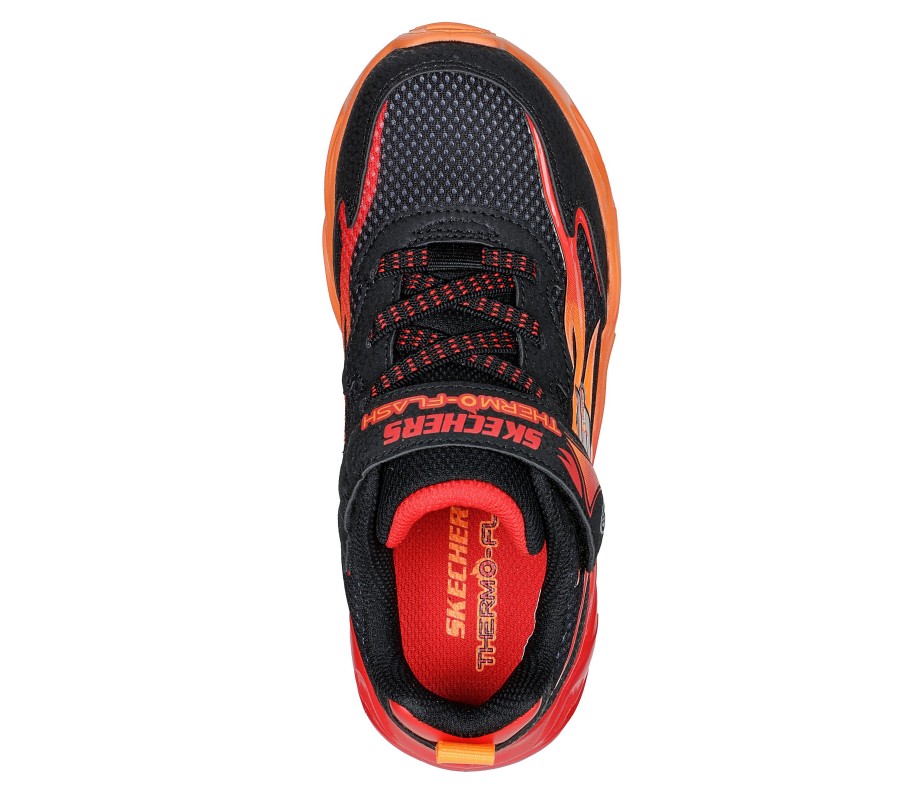 SKECHERS S Lights: Thermo Flash - Heat-Flux Black / Red Light-Up