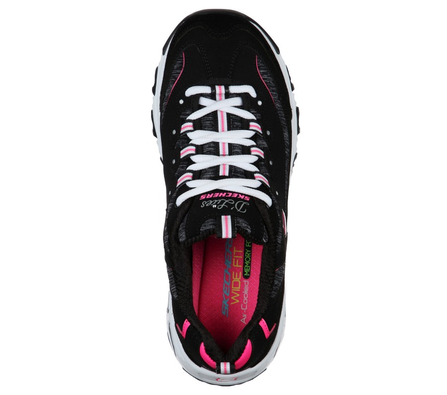 SKECHERS D'Lites - Me Time Black / Hot Pink Lace Up