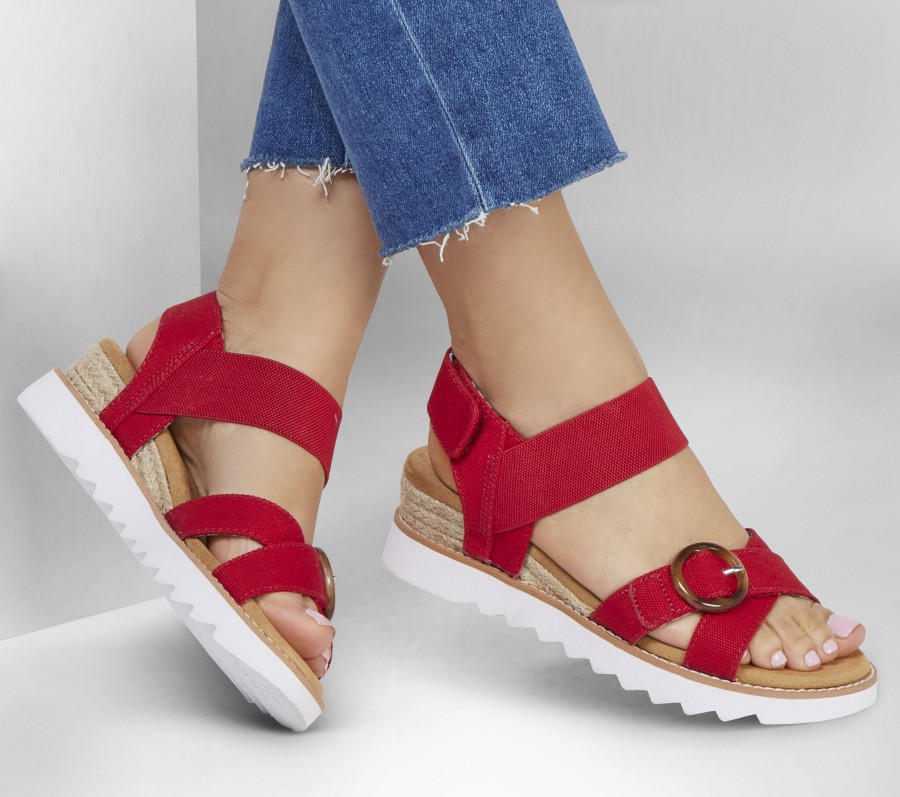 SKECHERS Bobs Desert Kiss Hi - Sunshine Wishes Red Sandals