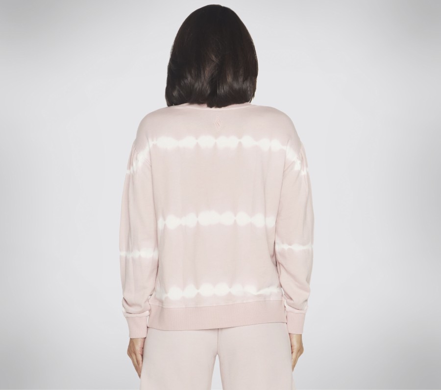 SKECHERS Skechdye Stripe Crew Sweatshirt Light Pink Tops