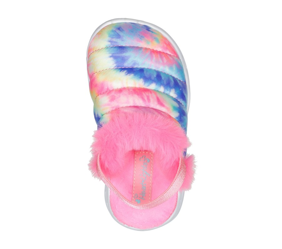 SKECHERS Heart Lights Sandal - Totally Groovy Pink / Multi Slip-Ons