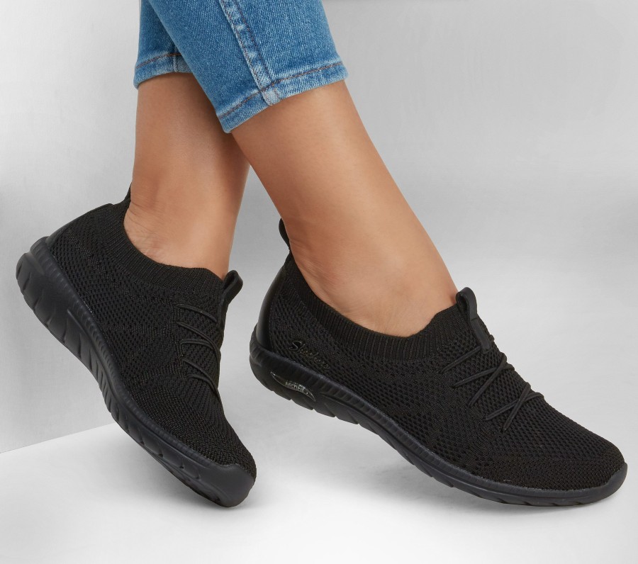 SKECHERS Skechers Arch Fit Flex Black Slip-Ons