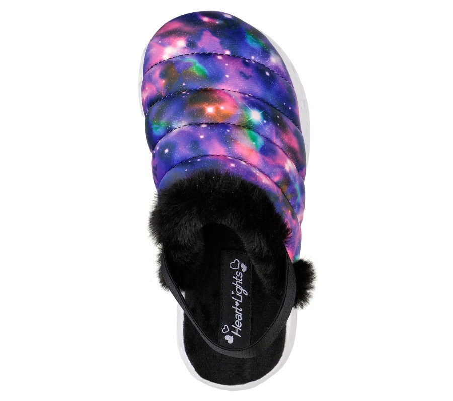 SKECHERS Heart Lights Sandal - Cosmic Cozies Black / Multi Slip-Ons