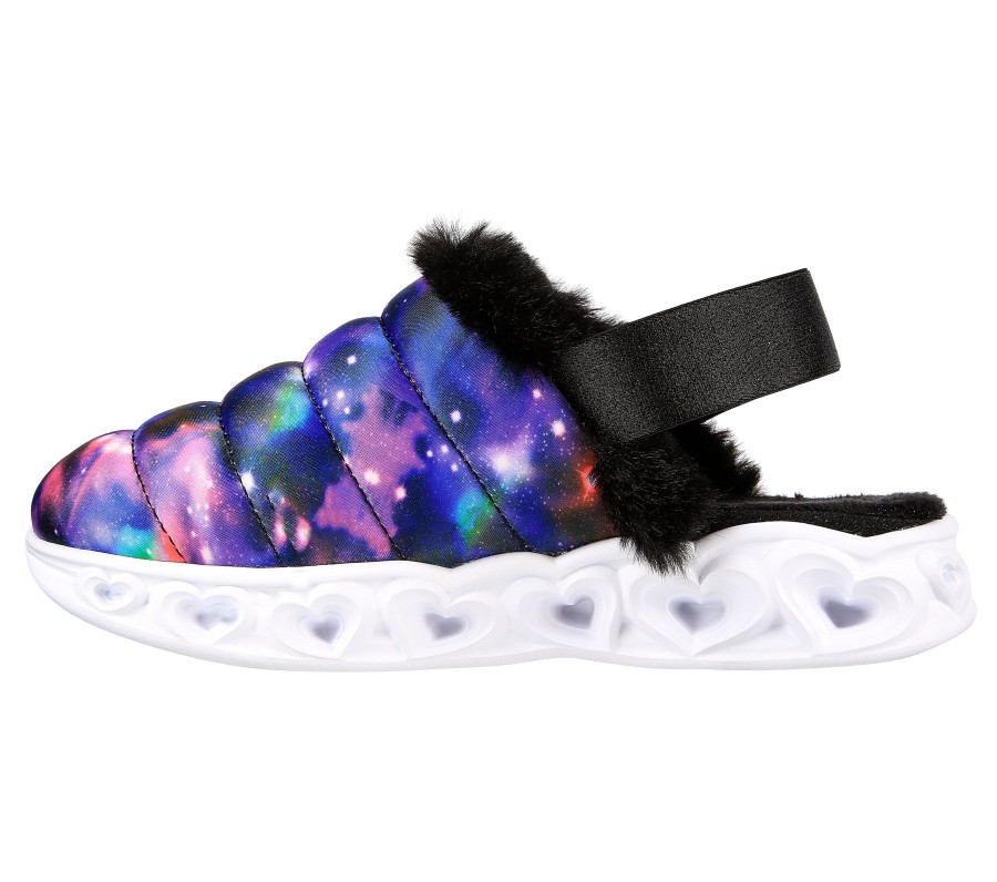 SKECHERS Heart Lights Sandal - Cosmic Cozies Black / Multi Slip-Ons