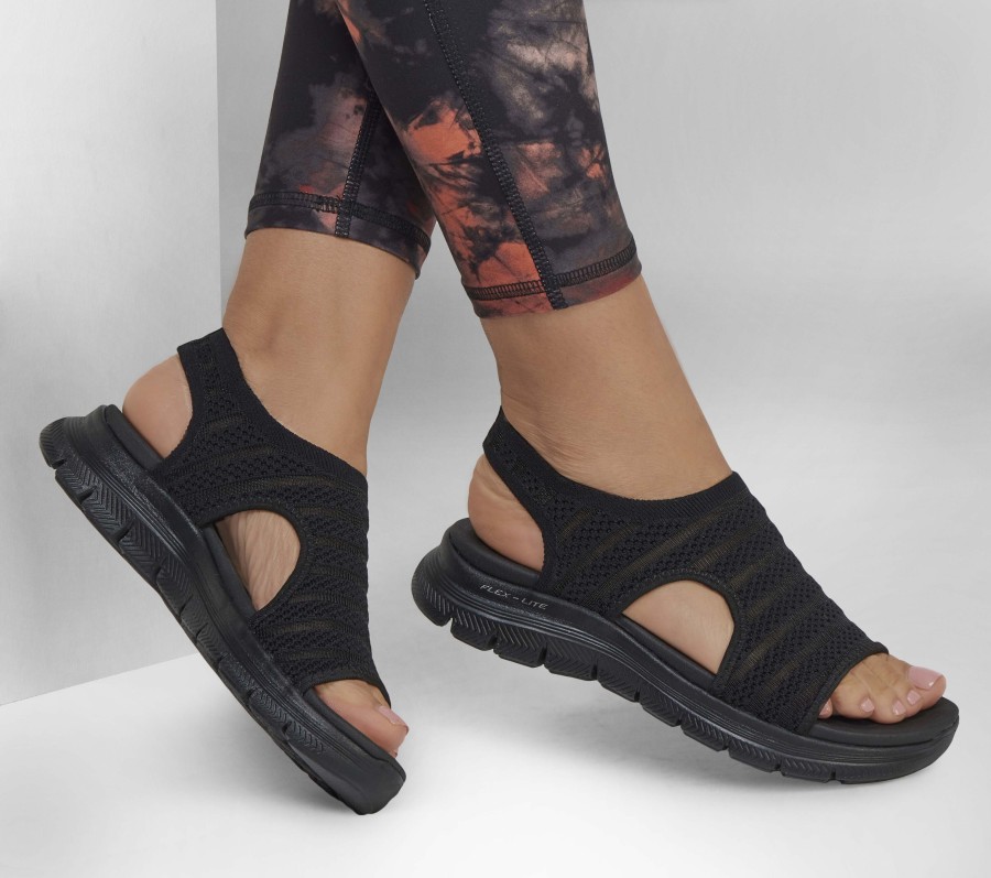 SKECHERS Flex Appeal 4.0 - Boldest! Black Sandals