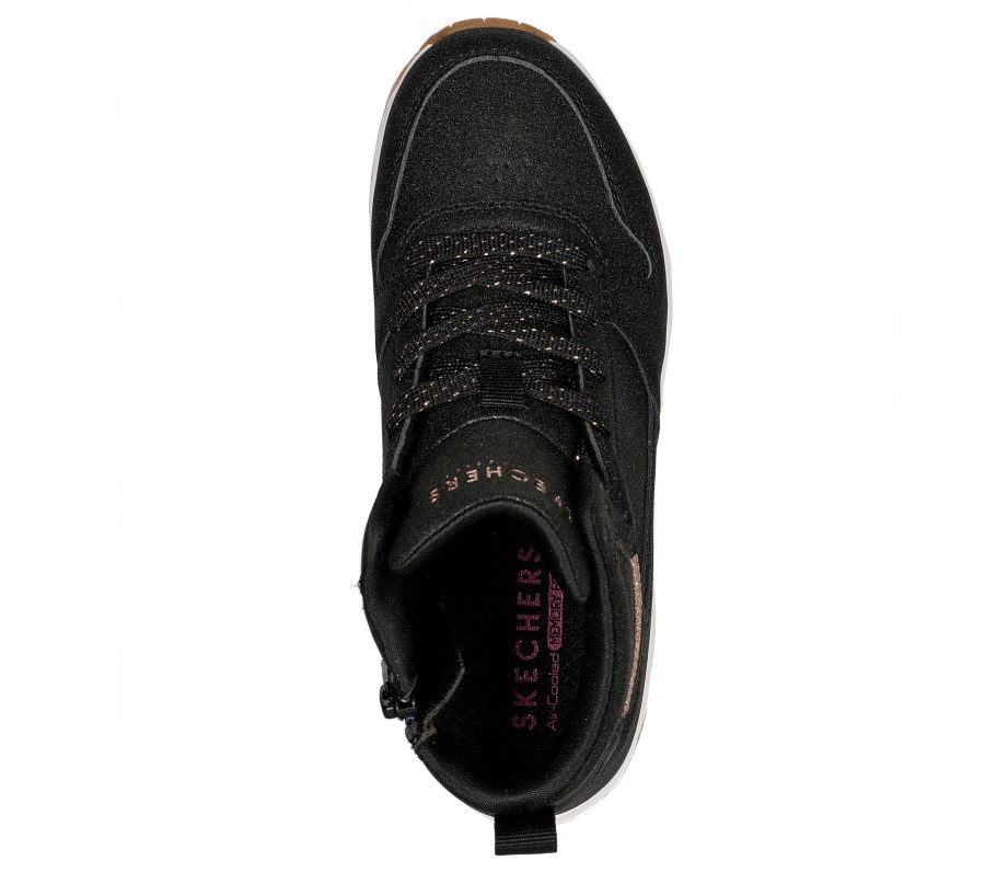 SKECHERS Uno Gen1 - Sparkle Dream Black / Rose Gold Lace Up