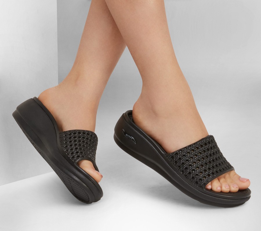 SKECHERS Foamies: Skechers Arch Fit Ascend - Darling Black Sandals