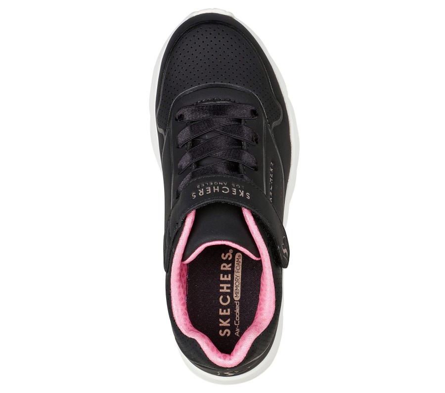 SKECHERS Uno Lite Black / Rose Gold Casual Sneakers