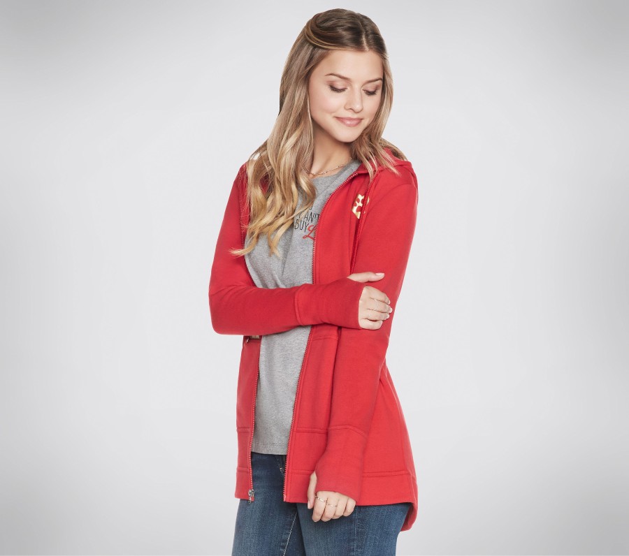 SKECHERS Bobs Apparel Rescued Sweater Jacket Red / Red Tops