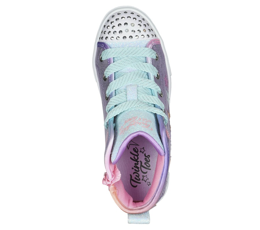 SKECHERS Twinkle Toes: Twinkle Sparks - Star Glitz Lavender / Multi Lace Up