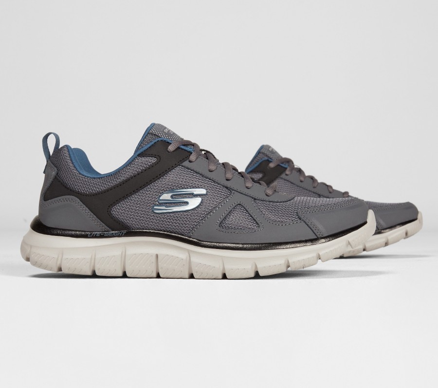 SKECHERS Track Gray / Navy Athletic Sneakers