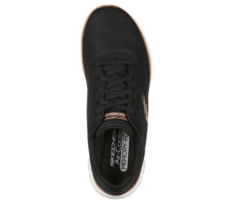 SKECHERS Flex Appeal 4.0 - Brilliant View Black / Rose Gold Lace Up