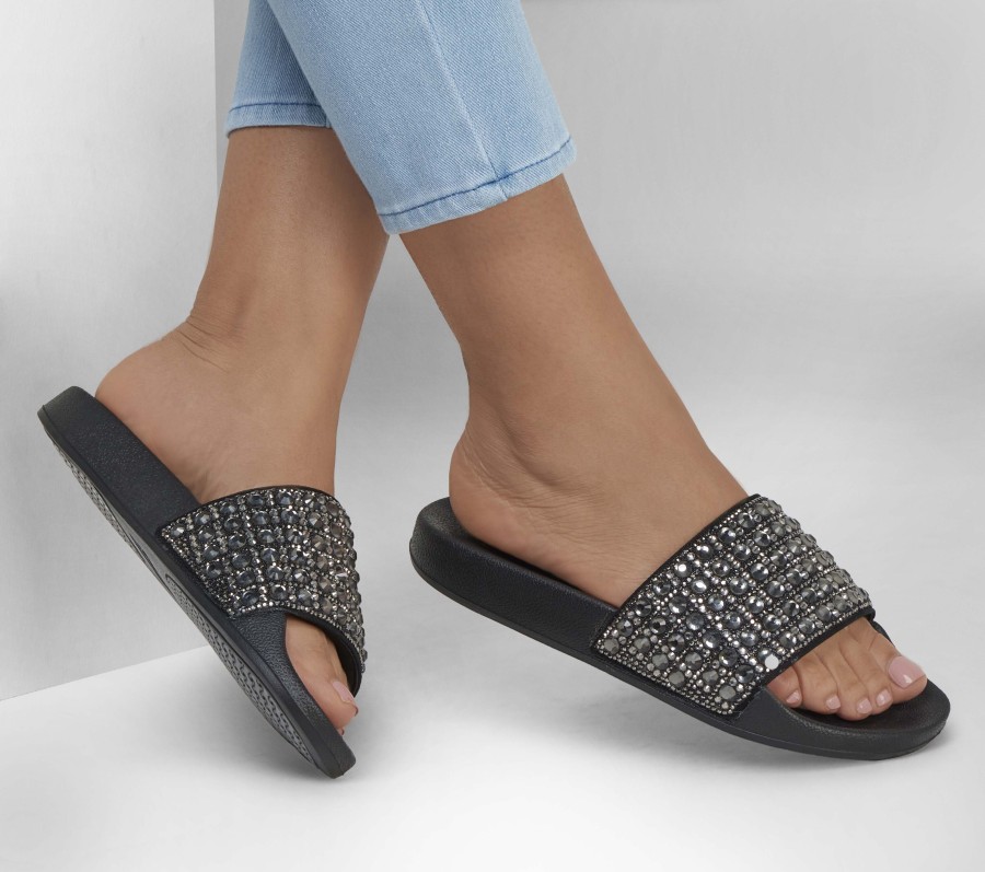 SKECHERS Pop Ups - Everyday Glam Black Sandals