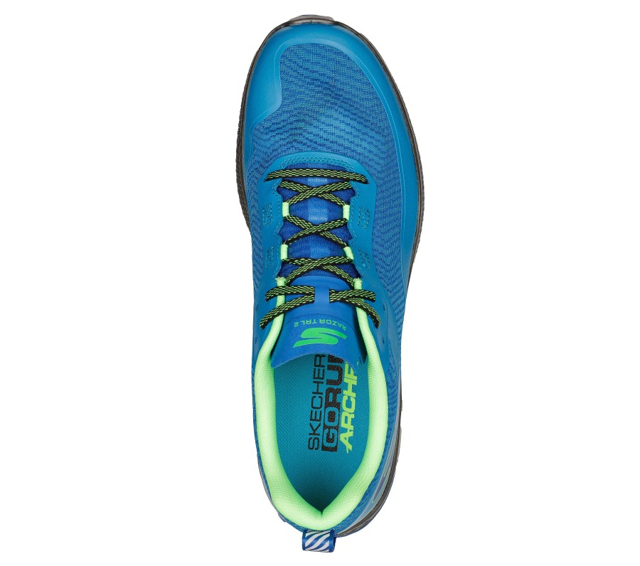 SKECHERS Go Run Razor Trail - 2 Blue / Green Athletic Sneakers