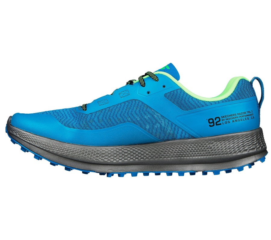 SKECHERS Go Run Razor Trail - 2 Blue / Green Athletic Sneakers