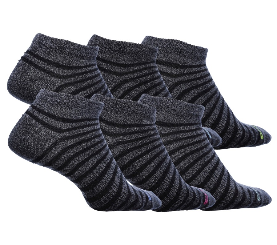 SKECHERS 6 Pack Low Cut Stripe Socks Gray Accessories