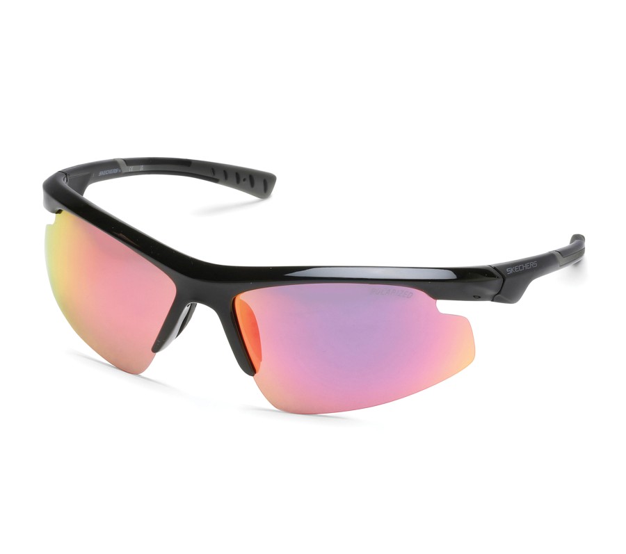 SKECHERS Semi-Rimless Sport Wrap Sunglasses Black Accessories