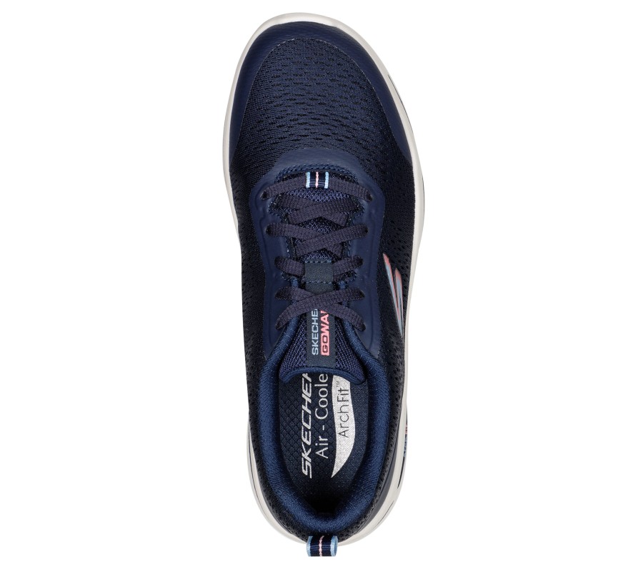 SKECHERS Go Walk Arch Fit - Uptown Summer Navy / Pink Lace Up