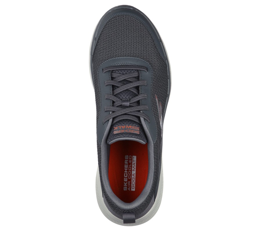 SKECHERS Go Walk 6 - Bold Knight Charcoal Slip-Ons