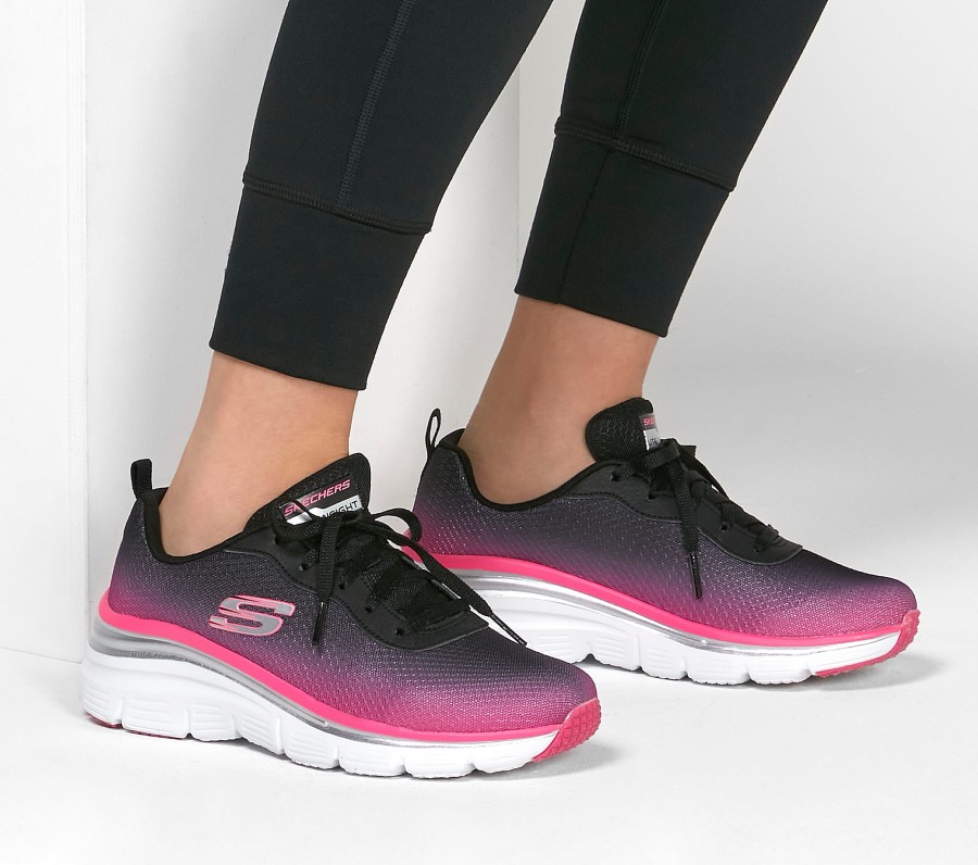 SKECHERS Fashion Fit - Build Up Black / Hot Pink Lace Up