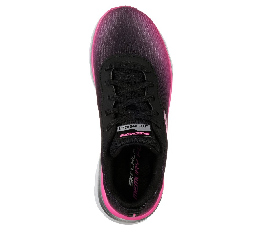 SKECHERS Fashion Fit - Build Up Black / Hot Pink Lace Up