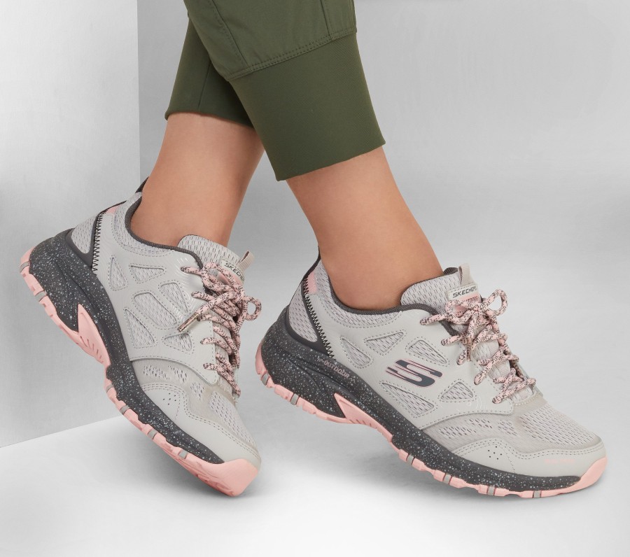 SKECHERS Hillcrest - Pure Escapade Gray / Pink Lace Up