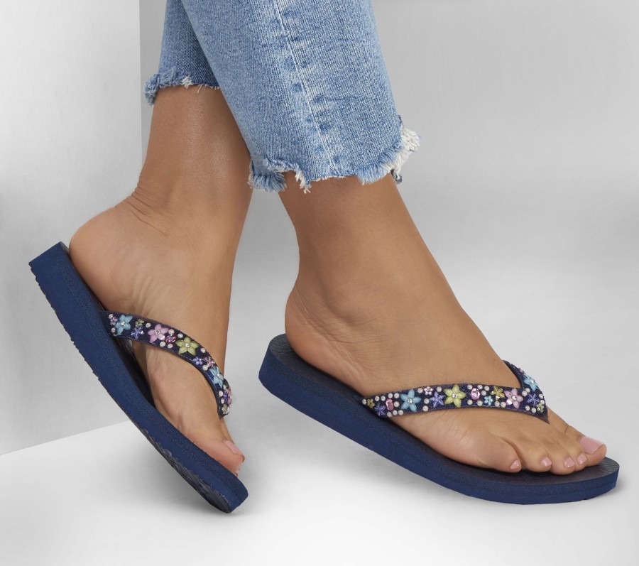 SKECHERS Meditation - Dancing Daisy Navy Sandals