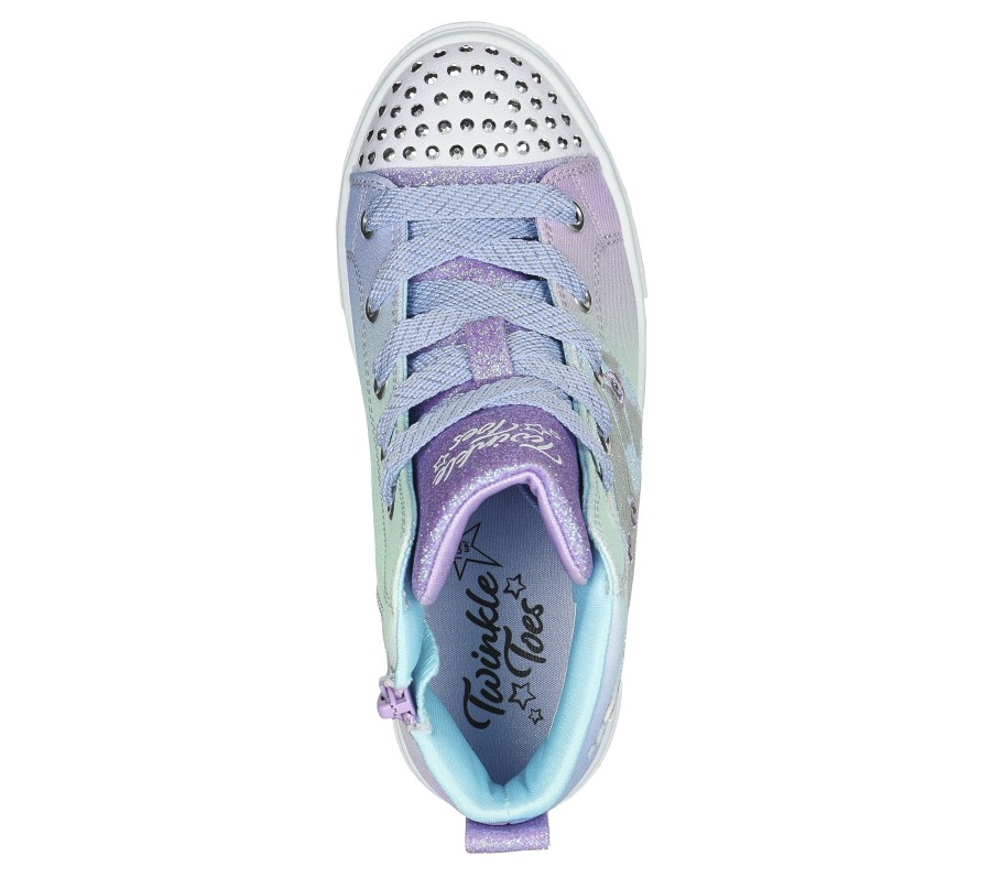 SKECHERS Twinkle Toes: Twinkle Sparks - Wing Charm Light Blue / Multi Lace Up