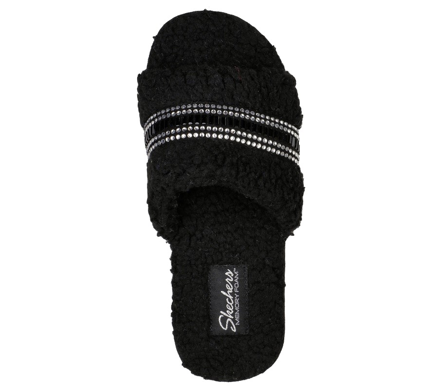 SKECHERS Cozy Slide - Bling It! Black Slippers