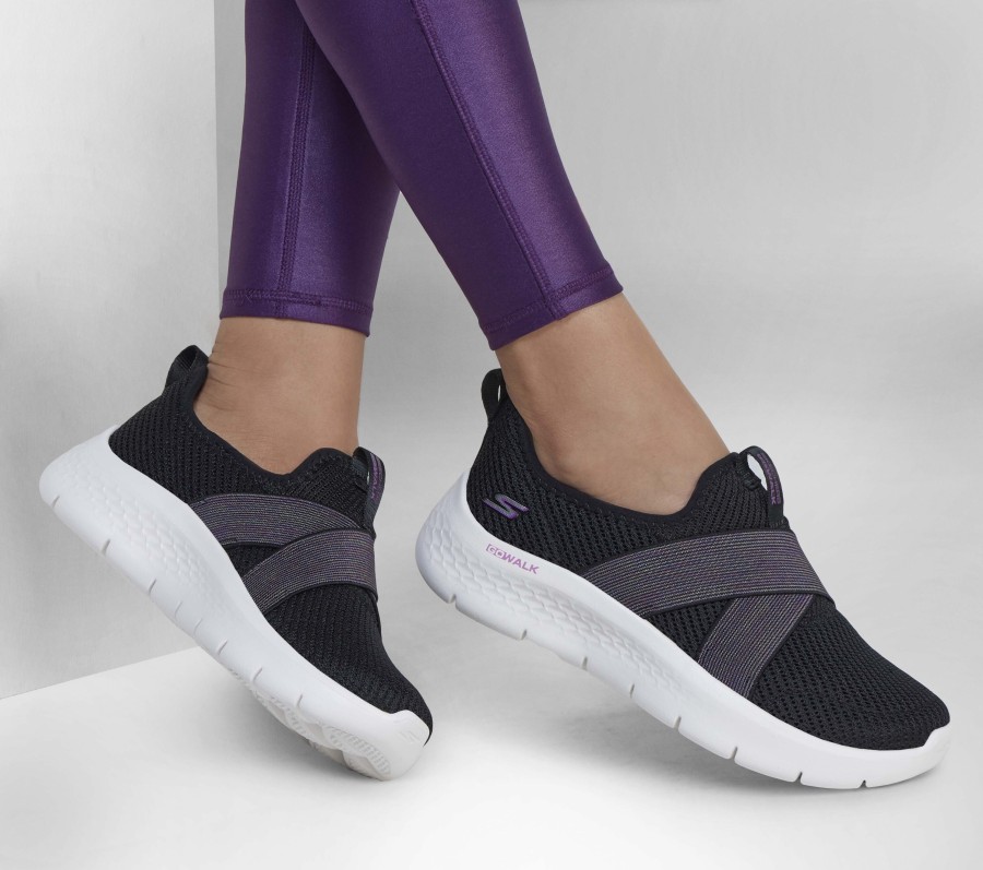 SKECHERS Go Walk Flex - Lilly Black / Purple Slip-Ons