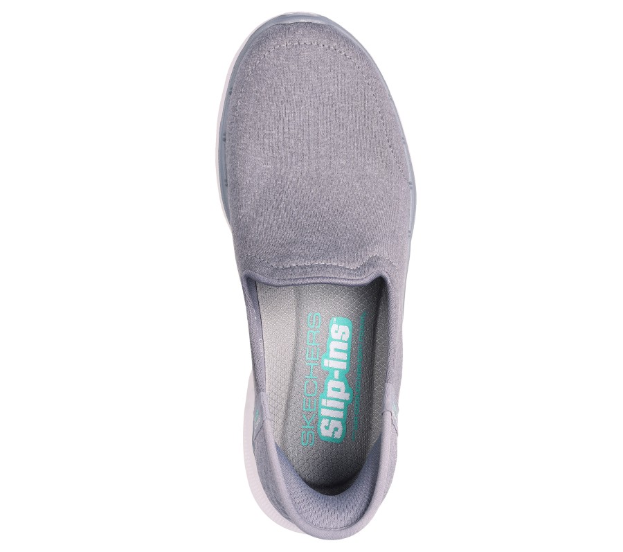 SKECHERS Skechers Slip-Ins: Go Walk 6 - Vibrant Charm Gray / Aqua Slip-Ons