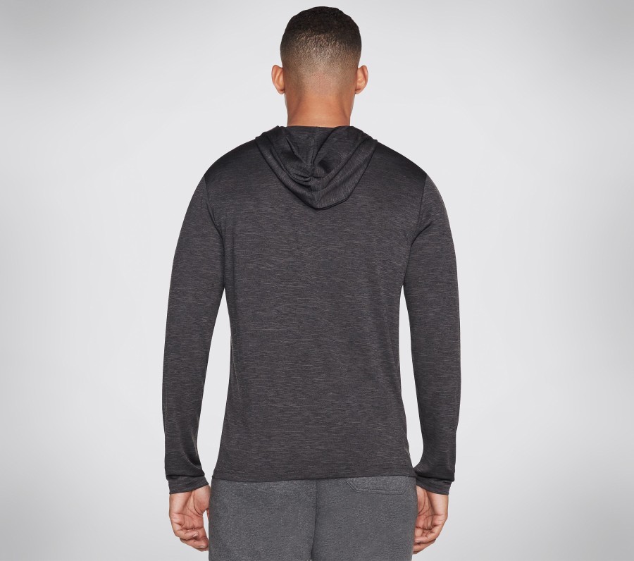 SKECHERS On The Road Hooded Long Sleeve Black / Charcoal Tops