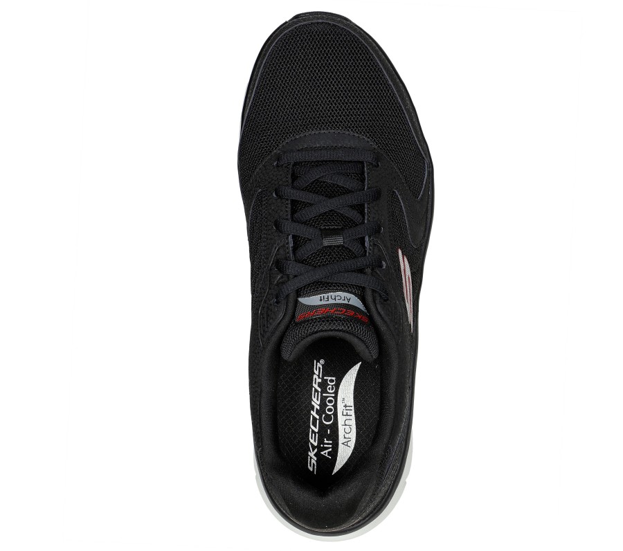 SKECHERS Relaxed Fit: Arch Fit D'Lux - Junction Black / Red Athletic Sneakers