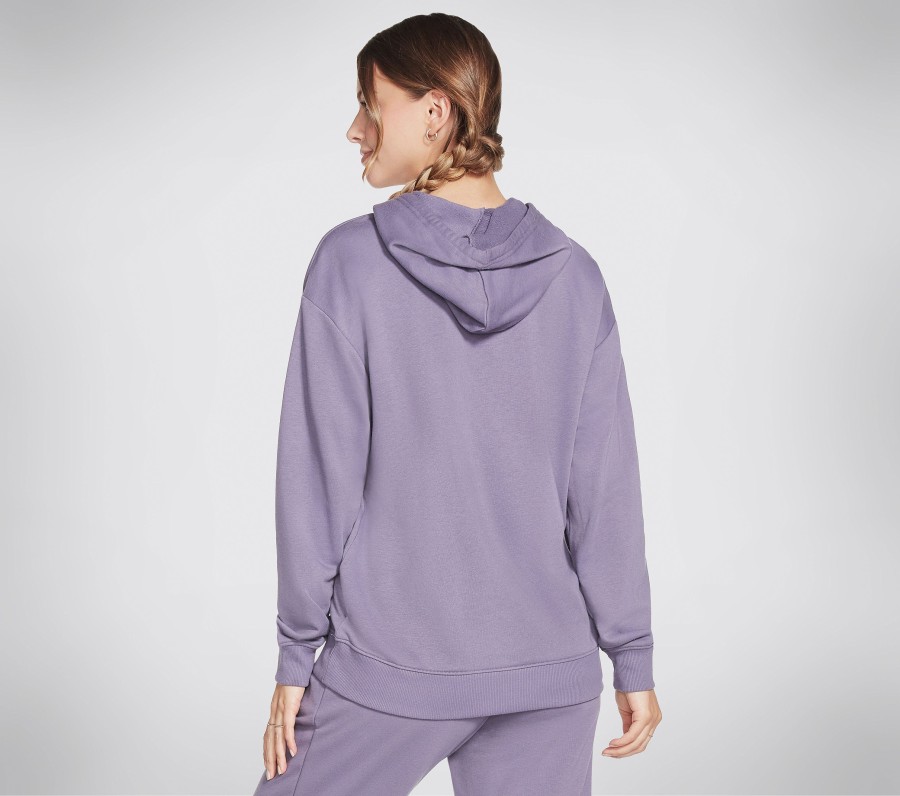 SKECHERS Bobs Apparel Dawg Pouch Pullover Hoodie Gray / Purple Tops